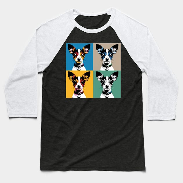 Pop Retro Toy Fox Terrier Art - Cute Puppy Baseball T-Shirt by PawPopArt